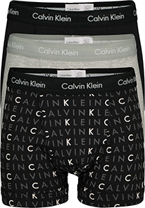 Calvin Klein trunks (3-pack), heren boxers normale lengte, zwart, grijs en logo print