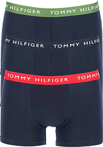 Tommy Hilfiger trunks (3-pack) heren boxers normale lengte, blauw met gekleurde tailleband