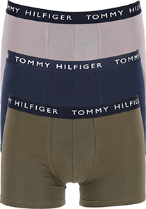 Tommy Hilfiger trunks (3-pack) heren boxers normale lengte, lichtgrijs, groen en blauw
