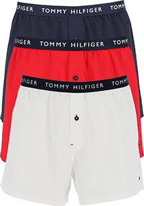 Tommy Hilfiger wijde boxershorts (3-pack), katoenen shorts, rood, wit en blauw