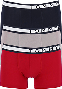 Tommy Hilfiger trunks (3-pack) heren boxers normale lengte, blauw, grijs en rood