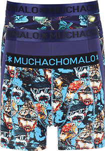 Muchachomalo heren boxershorts (3-pack), shorts Biker Poseidon, print, print, blauw