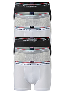 Tommy Hilfiger trunks (2x 3-pack), heren boxers normale lengte, zwart, wit en grijs