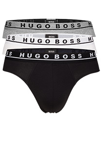 HUGO BOSS briefs (3-pack), heren slips, zwart, wit en grijs