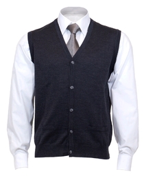 OLYMP modern fit mouwloos vest wol, V-hals, antraciet