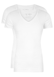 RJ Bodywear Everyday Alkmaar T-shirts (2-pack), heren rib T-shirts diepe V-hals, wit
