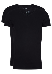 RJ Bodywear Everyday Den Bosch T-shirts (2-pack), heren stretch T-shirts V-hals, zwart