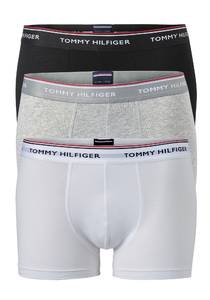 Tommy Hilfiger trunks (3-pack), heren boxers normale lengte, zwart, wit en grijs 