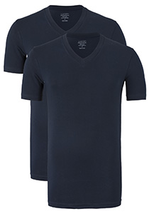 Claesen's Basics T-shirts (2-pack), heren T-shirts V-hals, blauw