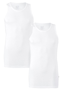 Claesen's Basics singlets (2-pack), heren rib ondershirts, wit