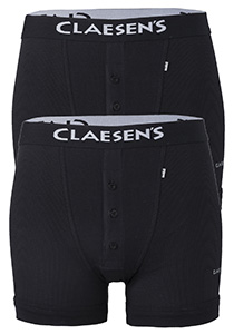 Claesen's Basics boxers (2-pack), retro rib heren boxers met gulp, zwart  