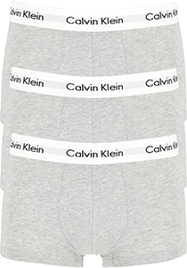 Calvin Klein low rise trunks (3-pack), lage heren boxers kort, grijs melange