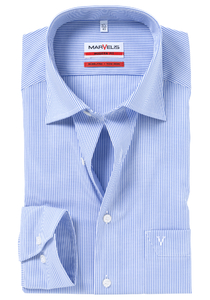MARVELIS modern fit overhemd, blauw met wit gestreept