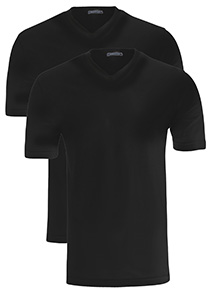 SCHIESSER American T-shirts (2-pack), V-hals, zwart