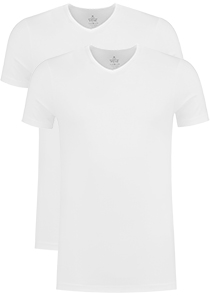 VENT strak model T-shirt V-hals (2-pack), wit 