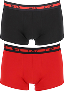 HUGO trunks (2-pack), heren boxers kort, rood, zwart