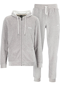HUGO BOSS Long Set, heren pyjamaset of huispak in joggingstijl, zwart met witte logo's
