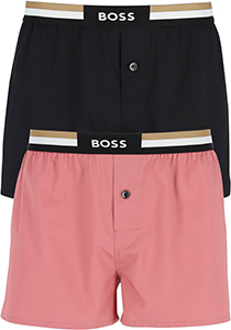 HUGO BOSS boxershorts woven (2-pack), heren boxers wijd model, roze, zwart