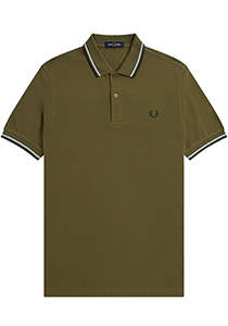 Fred Perry M3600 polo twin tipped shirt, pique, Uniform Green / Light Ice / Night Green