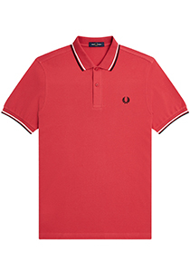 Fred Perry M3600 polo twin tipped shirt, pique, Washed Red / Snow White / Black