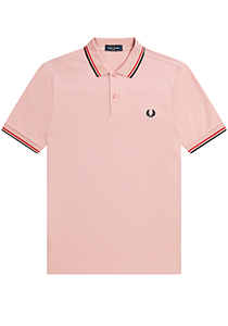 Fred Perry M3600 polo twin tipped shirt, pique, Chalky Pink / Washed Red / Black