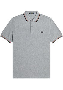 Fred Perry M3600 polo twin tipped shirt, pique, Steel Marl / Light Rust / Black