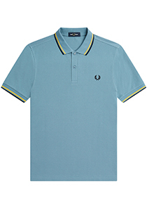 Fred Perry M3600 polo twin tipped shirt, pique, Ash Blue / Golden Hour / Navy
