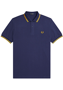 Fred Perry M3600 polo twin tipped shirt, pique, French Navy / Golden Hour / Golden Hour