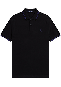 Fred Perry M3600 polo twin tipped shirt, pique, Black / French Navy / French Navy