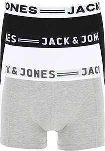 Jack & Jones heren boxers Sense trunks (3-pack), zwart - wit - grijs