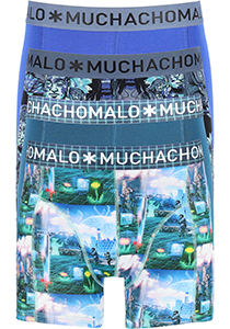 Muchachomalo heren boxershorts (4-pack), heren boxers normale lengte, Elebudha Virtualreality, print en blauw