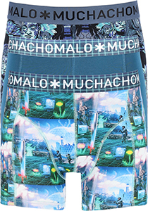 Muchachomalo heren boxershorts (3-pack), heren boxers normale lengte, Elebudha Virtualreality, print en blauw