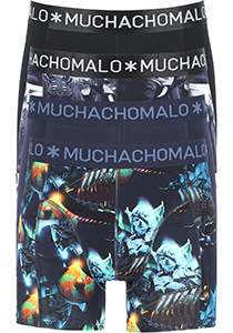 Muchachomalo heren boxershorts (4-pack), heren boxers normale lengte, Elephant Norway, print, zwart en blauw
