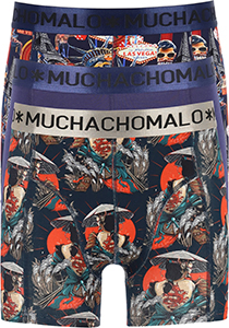 Muchachomalo heren boxershorts (3-pack), heren boxers normale lengte, Las Vegas Japan, print en donkerblauw