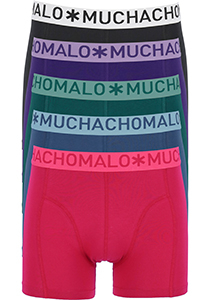 Muchachomalo heren boxershorts (5-pack), heren boxers normale lengte, light cotton solid, zwart, blauw, donkergroen, paars en rood