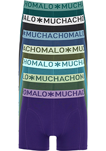 Muchachomalo heren boxershorts (7-pack), heren boxers normale lengte, light cotton solid, zwart, blauw, petrol, donkergroen, groen, olijfgroen en paars