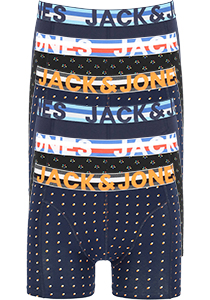 JACK & JONES boxers Jachenrik trunks (6-pack), blauw uni en dessin