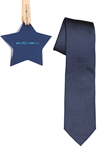 Cadeau Michaelis stropdas, donkerblauw met witte stipjes in cadeauverpakking