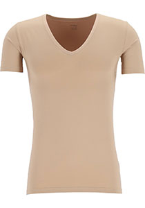 Mey Dry Cotton functional T-shirt (1-pack), heren T-shirt slim fit diepe V-hals, huidskleur