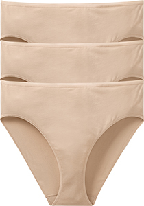 SCHIESSER Cotton Essentials dames slips (3-pack), huidskleur