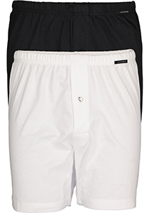 SCHIESSER Cotton Essentials boxershorts wijd (2-pack), tricot, zwart en wit