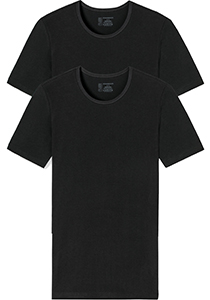 SCHIESSER 95/5 T-shirts (2-pack), O-hals, zwart