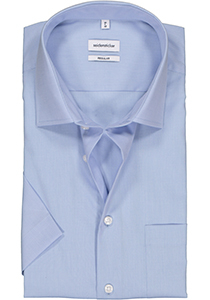 Seidensticker regular fit overhemd, korte mouw, lichtblauw fil a fil