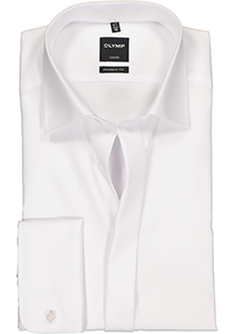 OLYMP Luxor modern fit overhemd, smoking overhemd, mouwlengte 7, wit met Kent kraag