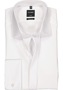 OLYMP Luxor modern fit overhemd, smoking overhemd, wit, gladde stof met Kent kraag