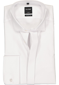 OLYMP Luxor modern fit overhemd, smoking overhemd, wit, gladde stof met wing kraag
