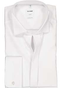 OLYMP Luxor comfort fit overhemd, smoking overhemd, wit, gladde stof met wing kraag
