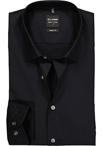 OLYMP Level 5 body fit overhemd, mouwlengte 7, zwart