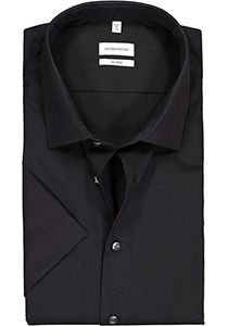 Seidensticker shaped fit overhemd, korte mouw, zwart