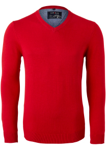 MARVELIS modern fit trui katoen, V-hals, rood